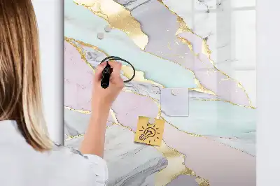 Magnetic dry erase board with decorative marble frame