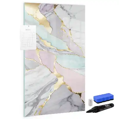 Magnetic dry erase board with decorative marble frame