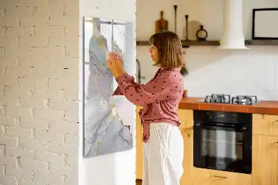 Magnetic dry erase board with decorative marble frame