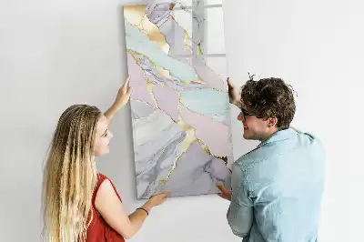Magnetic dry erase board with decorative marble frame