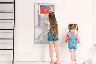Magnetic dry erase board with decorative marble frame