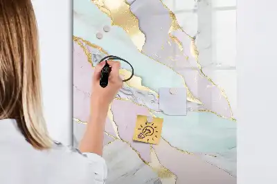 Magnetic dry erase board with decorative marble frame