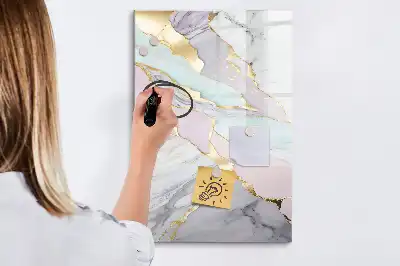 Magnetic dry erase board with decorative marble frame