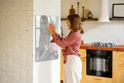 Magnetic dry erase board with decorative marble frame