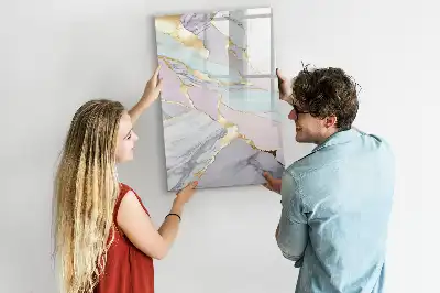 Magnetic dry erase board with decorative marble frame