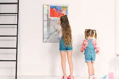 Magnetic dry erase board with decorative marble frame