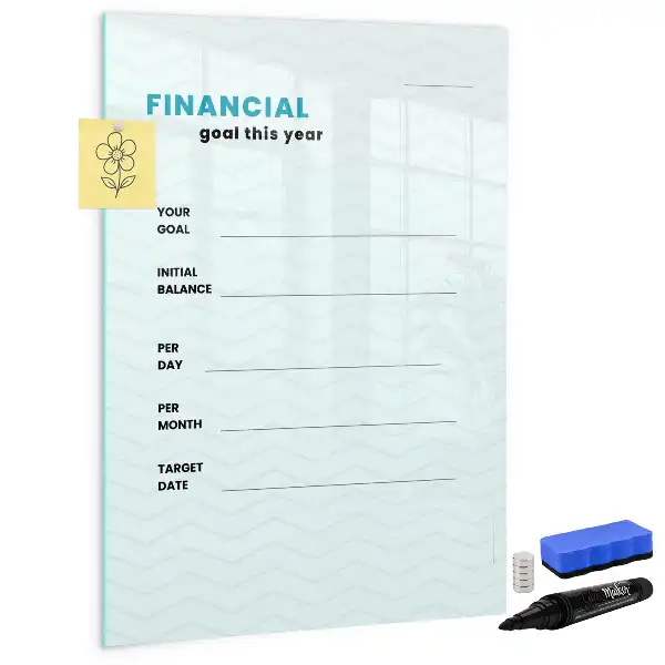 Magnetic dry erase board financial planner