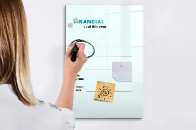 Magnetic dry erase board financial planner