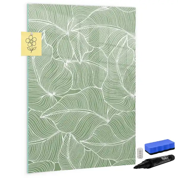 Magnetic writing board large leaf pattern