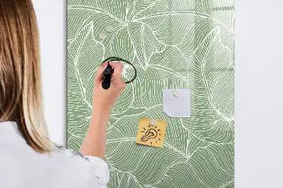 Magnetic writing board large leaf pattern