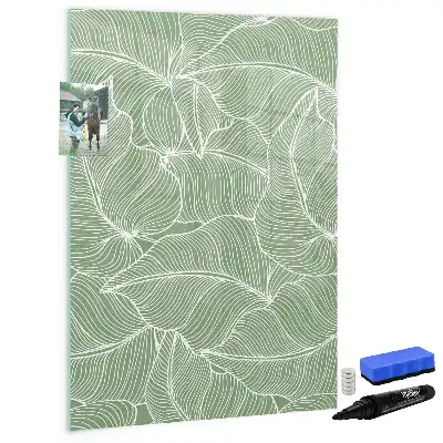 Magnetic writing board large leaf pattern