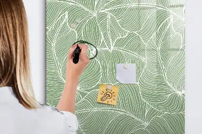 Magnetic writing board large leaf pattern