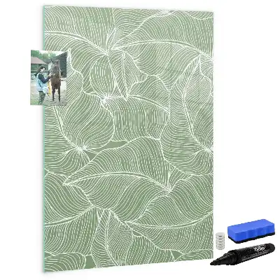 Magnetic writing board large leaf pattern
