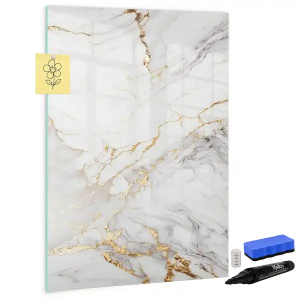 Magnetic writing board in decorative marble design