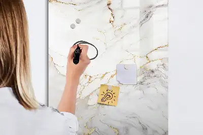 Magnetic writing board in decorative marble design