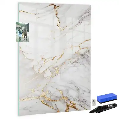 Magnetic writing board in decorative marble design