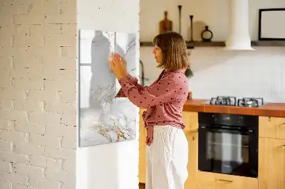 Magnetic writing board in decorative marble design