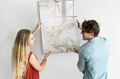 Magnetic writing board in decorative marble design