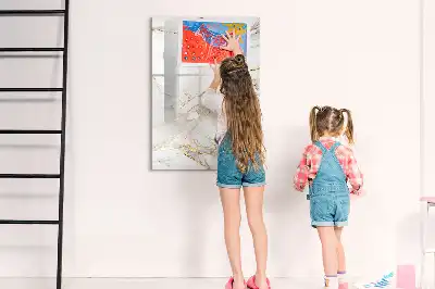 Magnetic writing board in decorative marble design