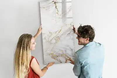 Magnetic writing board in decorative marble design