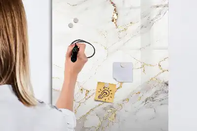 Magnetic writing board in decorative marble design