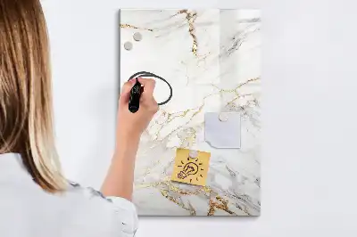 Magnetic writing board in decorative marble design