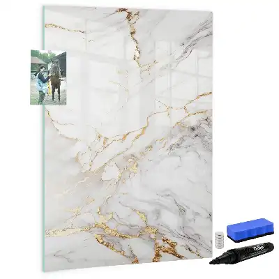 Magnetic writing board in decorative marble design