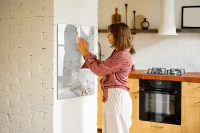 Magnetic writing board in decorative marble design