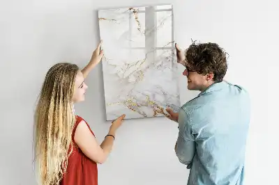 Magnetic writing board in decorative marble design