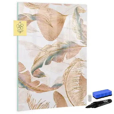 Magnetic dry erase board with bird feather pattern