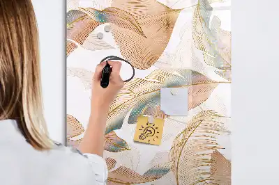 Magnetic dry erase board with bird feather pattern