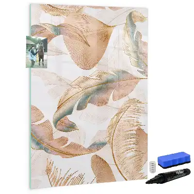 Magnetic dry erase board with bird feather pattern