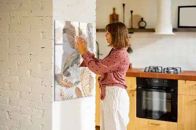 Magnetic dry erase board with bird feather pattern