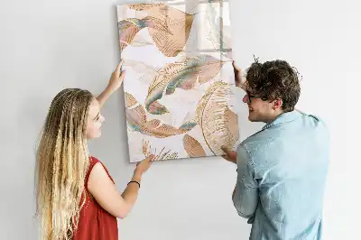 Magnetic dry erase board with bird feather pattern