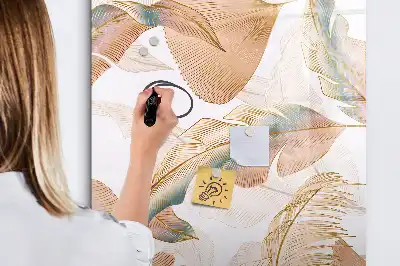 Magnetic dry erase board with bird feather pattern