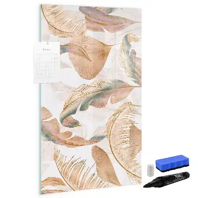 Magnetic dry erase board with bird feather pattern