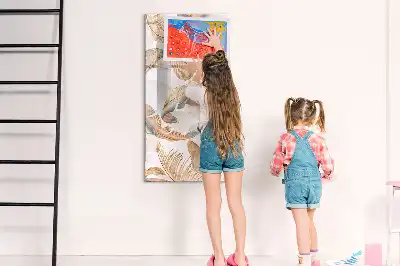 Magnetic dry erase board with bird feather pattern