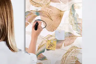 Magnetic dry erase board with bird feather pattern