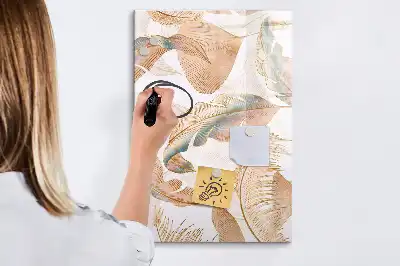 Magnetic dry erase board with bird feather pattern