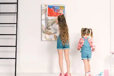 Magnetic dry erase board with bird feather pattern