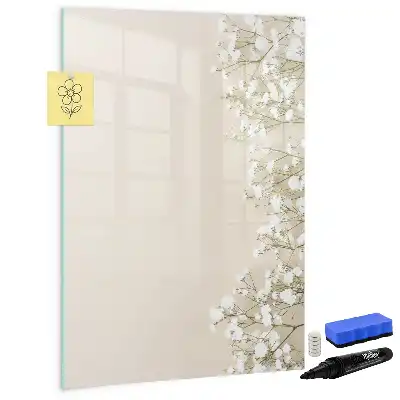 Magnetic dry erase board with delicate flowers design