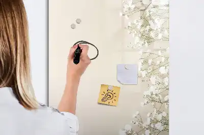 Magnetic dry erase board with delicate flowers design