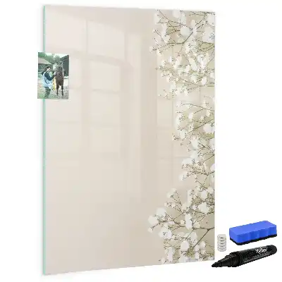 Magnetic dry erase board with delicate flowers design