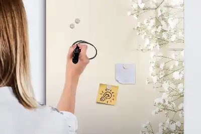 Magnetic dry erase board with delicate flowers design