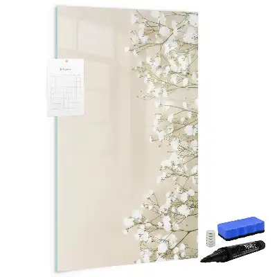 Magnetic dry erase board with delicate flowers design