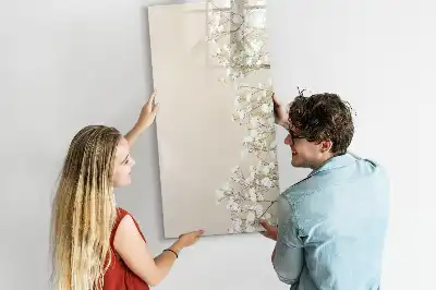 Magnetic dry erase board with delicate flowers design