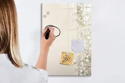 Magnetic dry erase board with delicate flowers design