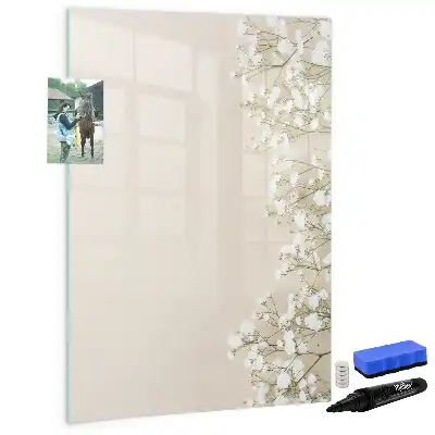Magnetic dry erase board with delicate flowers design