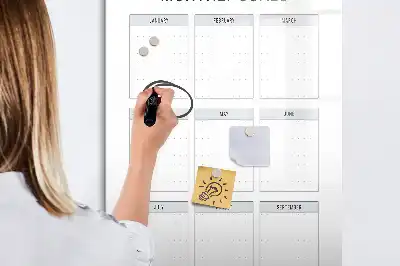 Magnetic dry erase board for monthly goal tracking