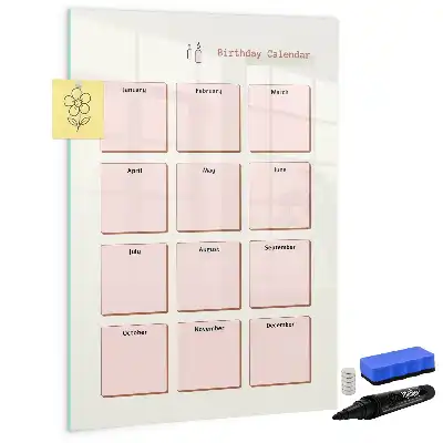 Magnetic birthday calendar with magnetic erasable board
